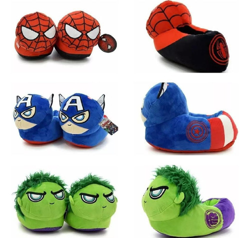 Pantuflas De Spider- Man, Hulk Y El Capitán América Con Luz.