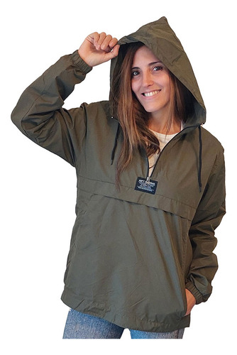 Campera De Mujer Impermeable Rompevientos Capucha Bolsillos