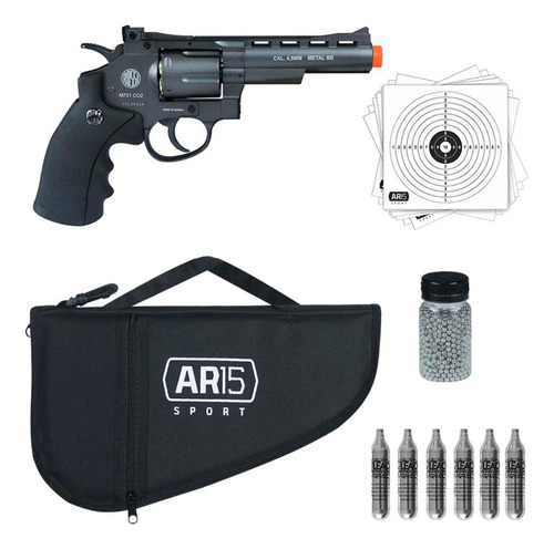 Pistolada Airsoft Revólver Co2 Rossi 701 4.5mm +combo Pro 07