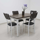 Conjunto Mesa Lisboa 120 Cm Com 4 Cadeiras Milão Quality Aço