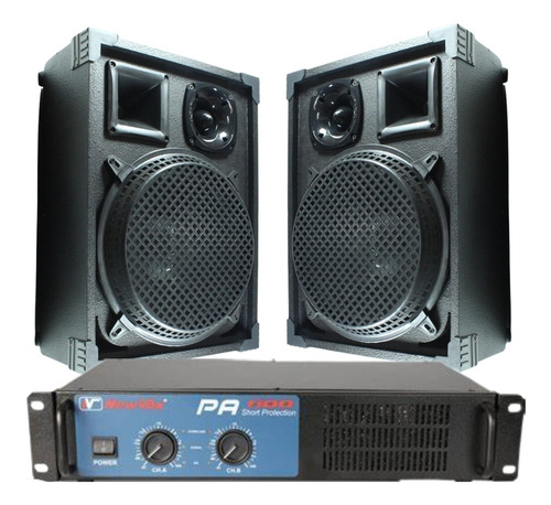 Kit 2 Caixas Acusticas 3 Vias + Amplificador Pa600 800wrms 