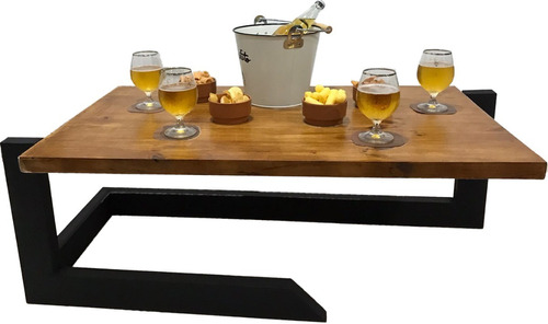 Mesa Ratona De Living - Estilo Industrial En L - De Hierro.