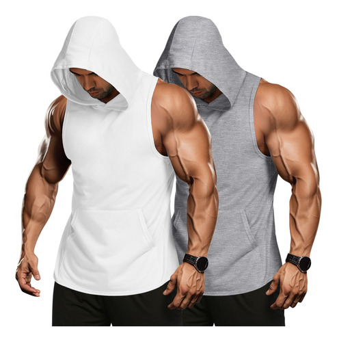 Playeras Deportiva Tank Top Gym Hombre 2 Pzs Capucha Airdea