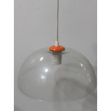 Lampara Campana De Vidrio Transparente Con Naranja