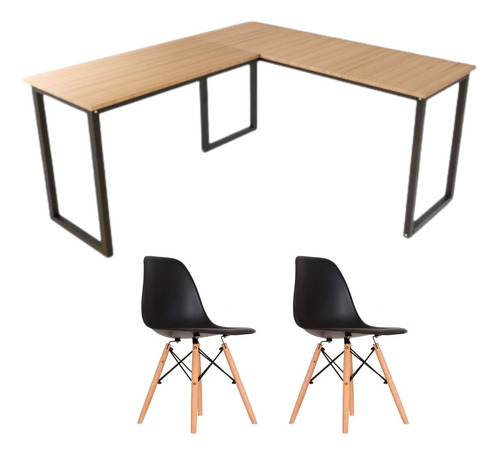 Kit Mesa L Industrial 150cm C/ Cadeiras Eames