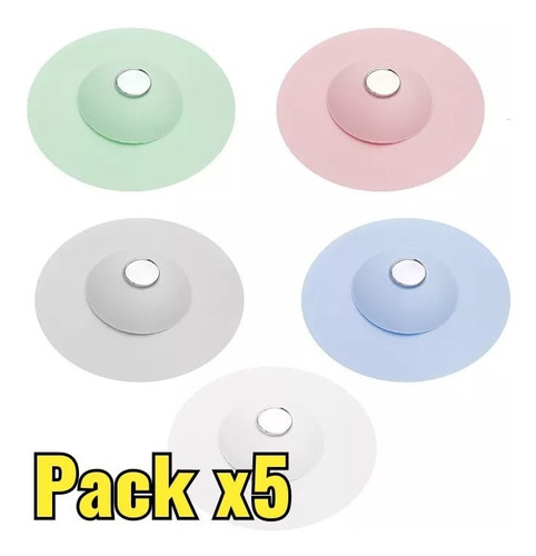 Pack X5 Tapon Cocina Baño Drenaje Atrapa Cabellos Pelos