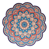 Tapete Aveludado Decorat Mandala Laranja Azul Gili Ø 138cm