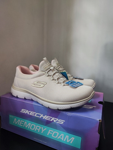 Tenis Skechers Summits Color Beige Con Rosa Originales 