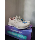 Tenis Skechers Summits Color Beige Con Rosa Originales 