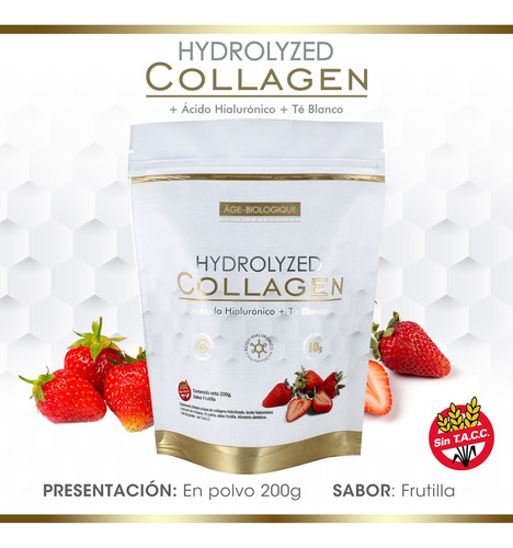 Colageno Hidrolizado Ac Hialuronico Te Blanco Age Biologique Sabor Frutilla