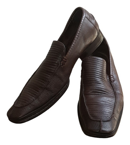 Zapato, Mocasín,  Café Oscuro, Cuero, Eu 42, Us 9, Br 40