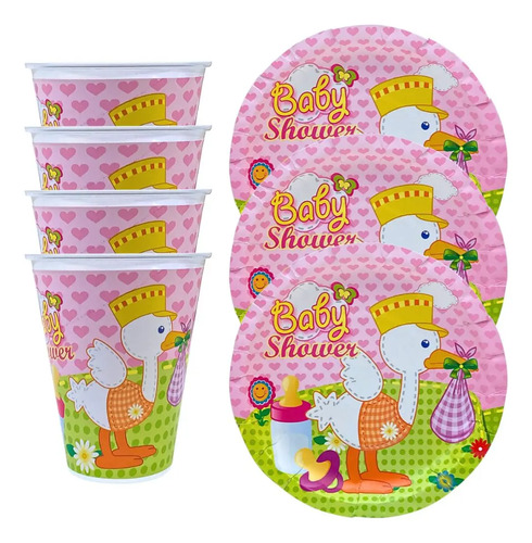 Set Vajilla 20 Platos 20 Vasos Fiesta Baby Shower Revelacion