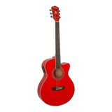 Washburn Ea12 Guitarra Electroacústica Jumbo Roja