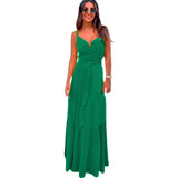 Vestido Longo Em Viscose De Amarrar Feminino