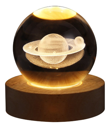 Lámpara De Bola De Cristal Luminosa Luz De Luna Saturno 6cm