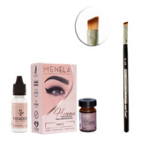 Rena Para Sobrancelhas Menela Com Fixador Bambu 15ml+ Pincel Cor Preto