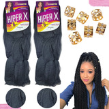 Kit 2 Pacotes Cabelo Jumbo Hiper X Tranças Dread + Brinde