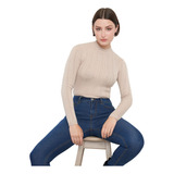 Sweater Mujer Viscosa Cuello Moc Beige - Corona