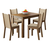 Juego Comedor Cíntia Madesa Mesa 4 Sillas Color Marrón/crema/beige Sintético