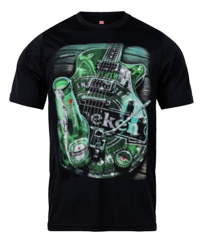 Remera Yorkstone Heineken Guitarra Verde Talles Xs Al 8xl