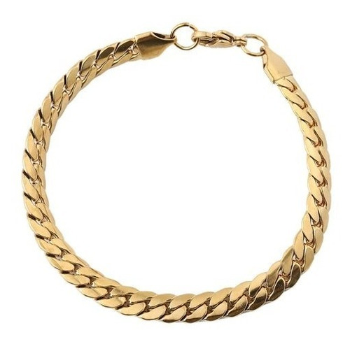 Pulsera Elegante 7mm Acero Enchape Oro Unisex 20cm Largo