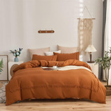 Ropa De Cama Boho Chic De Color Naranja Terracota, Funda De 