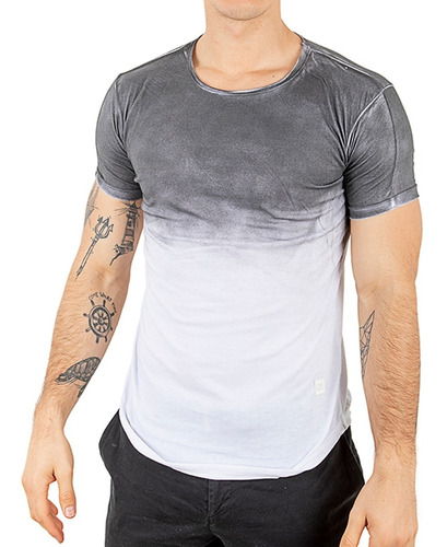 Remera Hombre Entallada  Degrade Manga Corta