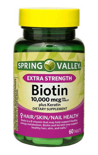 Biotina 10.000mcg Plus Keratin, Spring Valley 60u