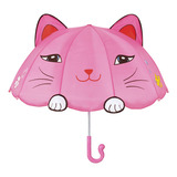Kidorable Paraguas Lucky Cat Para Niña, Rosa, Talla Única