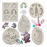 5pcs Molde Silicona Unicornio Fondant Chocolate Pasta Resina