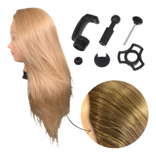 Cabeça De Boneca Cabelo Misto Loira Para Treinamento Suporte