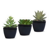 Vasinhos Planta Flores Artificial Casa Decoração Kit 3 Preto