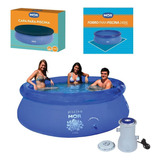 Kit Piscina Splash Fun 2400l + Capa Forro Filtro Mor - 220v