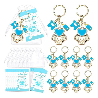 30llavero Con Acero Inoxidable Huellas Baby Shower Regalo