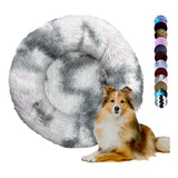 Cama Antiestres Para Perro Redonda Tipo Dona Extra Grande Color Gris - Blanco Diseño Dona Antiestrés