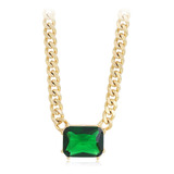 Collar Oro 14k Laminado Esmeralda Verde 40-45cm Ajus Regalo