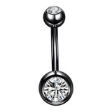 Piercing Umbigo Todo Em Titânio Zircônias Pvd Black