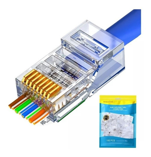 Conector Rj45 Cat6 Cat5 Con Extremos Chapados En Oro 8p8c Et