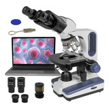 Microscopio Acromatico Binocular Camara 10x-100x Profesional Color Blanco