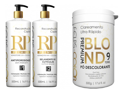 Felps Reconstrução Premium Rp 2x500ml + Pó Descolorante