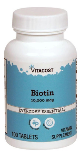 Biotina 10.000mcg - 100 Tabletes Vitacost Importado