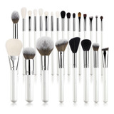 Juego De Brochas De Maquillaje Beili White Silver 24 Piezas