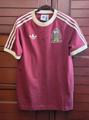 Playera Mexico adidas Retro Autografeada Santiago Gimenez