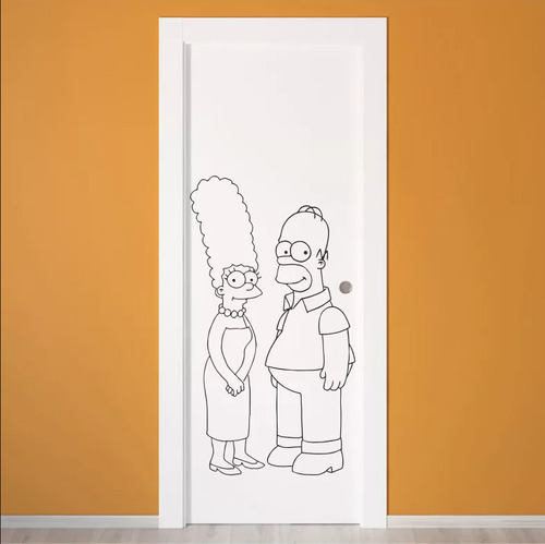 Vinilo Decorativo Homero Y Marge Puerta Habitacion Baño