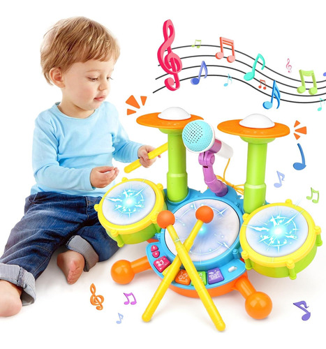 Juego  Batería De Juguete Musical Con Baquetas De Batería,