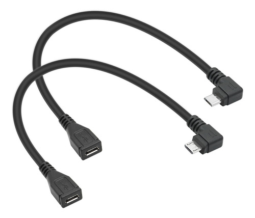 Cable De Extensión Micro Usb Corto De 9 Pulgadas, 90 Grados