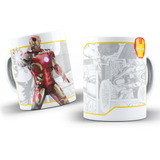 Taza Iron Man Y Símbolo De Casco. Fondo Comic. 11 Oz