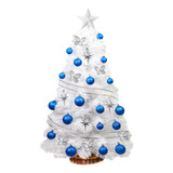 Árbol De Navidad Xl Blanco 1mt C/ Kit 30 Pzas Azul - Sheshu