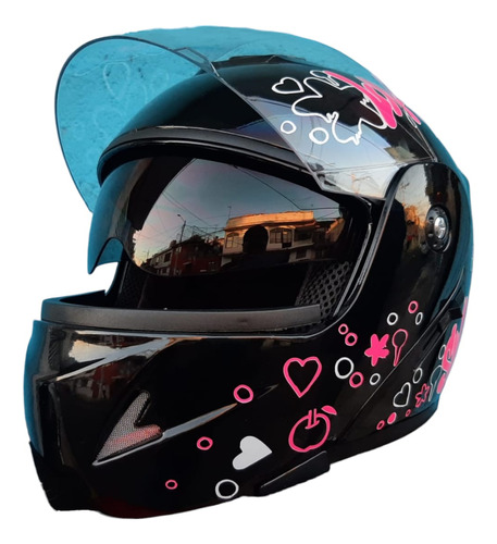 Casco Para Moto Rebatible Remo Helmet Sweet  Negro Brillante  Solid Talla M 