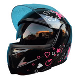 Casco Para Moto Rebatible Remo Helmet Sweet  Negro Brillante  Solid Talla M 